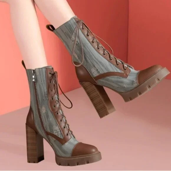 Ladies Shoes Lace up Boots - Picture 4 of 4